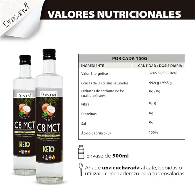 Aceite MCT Coco Puro 100% C8