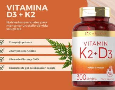 Vitamina D3 + K2 / 300 cápsulas blandas – Carlyle