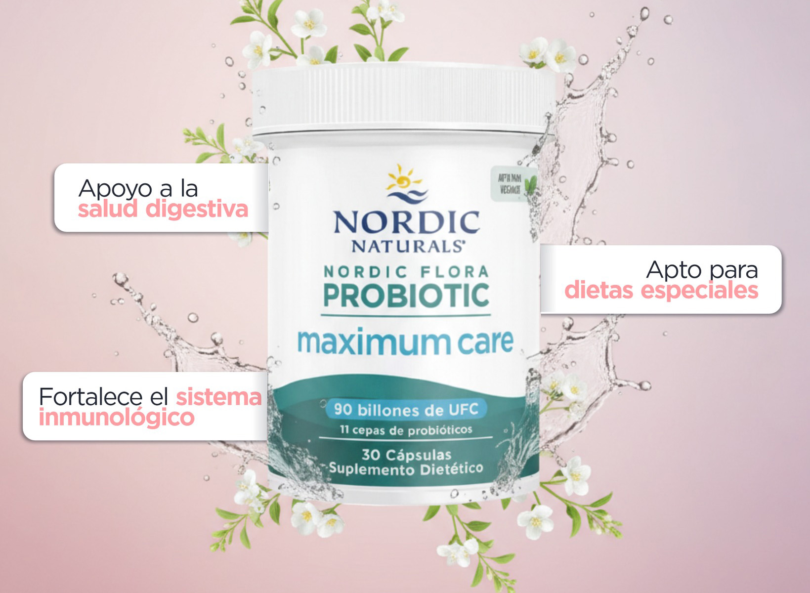 Probióticos Maximum Care 90 Billones de Nordic Naturals: Beneficios para la Salud Digestiva y la Microbiota Intestinal